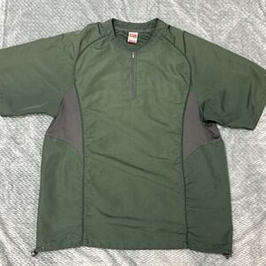 Vintage Nike Windbreaker 1/4 Zip Shirt‎ L GRAY Green Team Dri Fit Short Sleeve